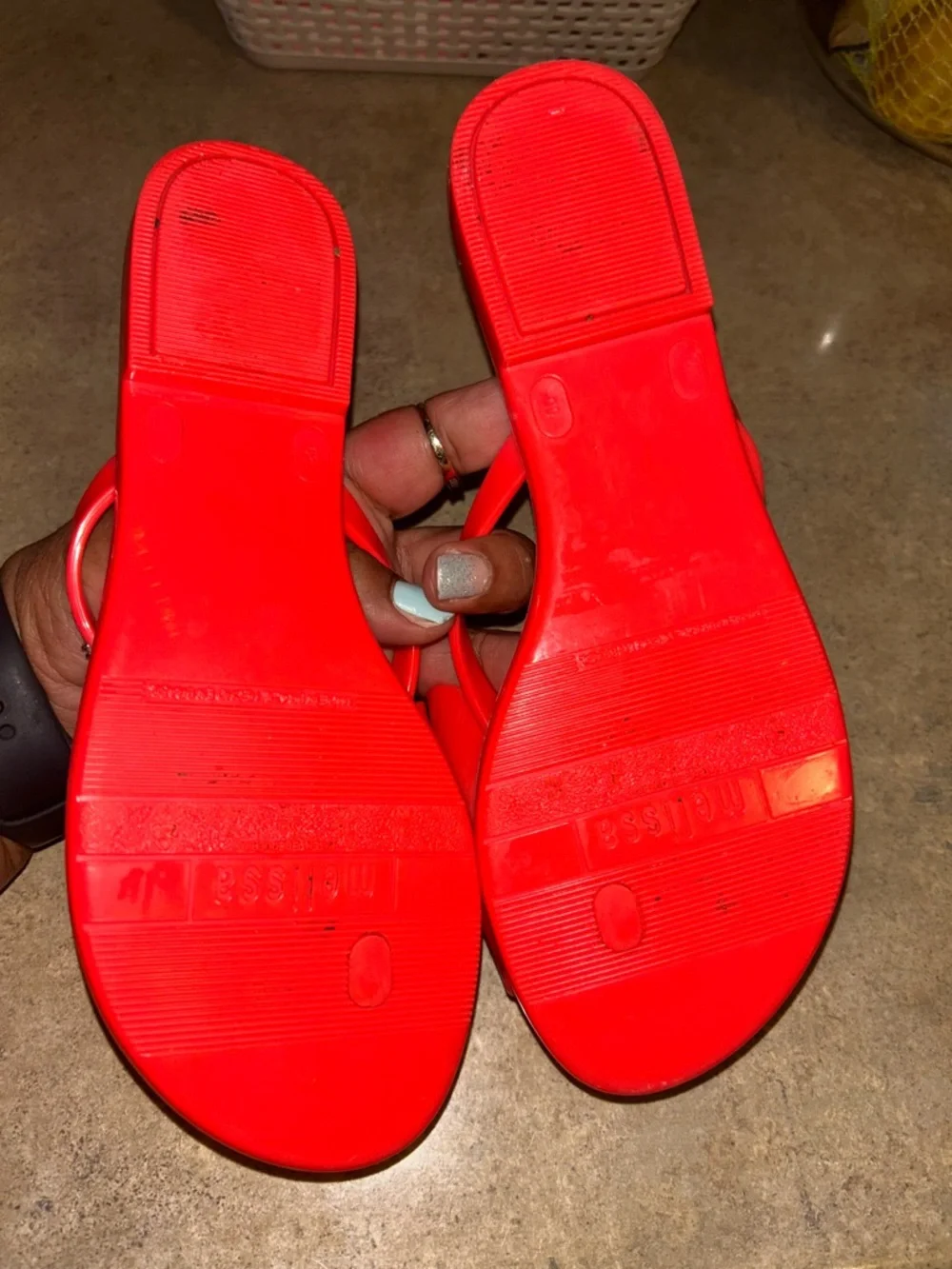 Melissa Sandals - bright pink/red “Harmonic Bow” jelly flip flops - Picture 6 of 7